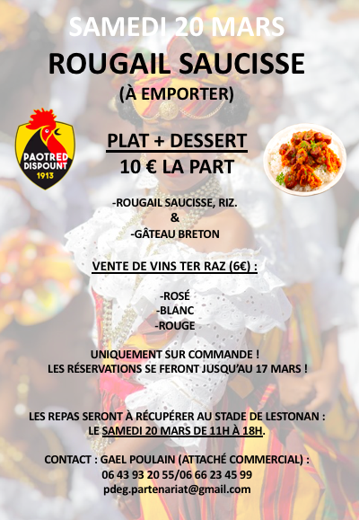 ROUGAIL SAUCISSE DU 20 MARS
