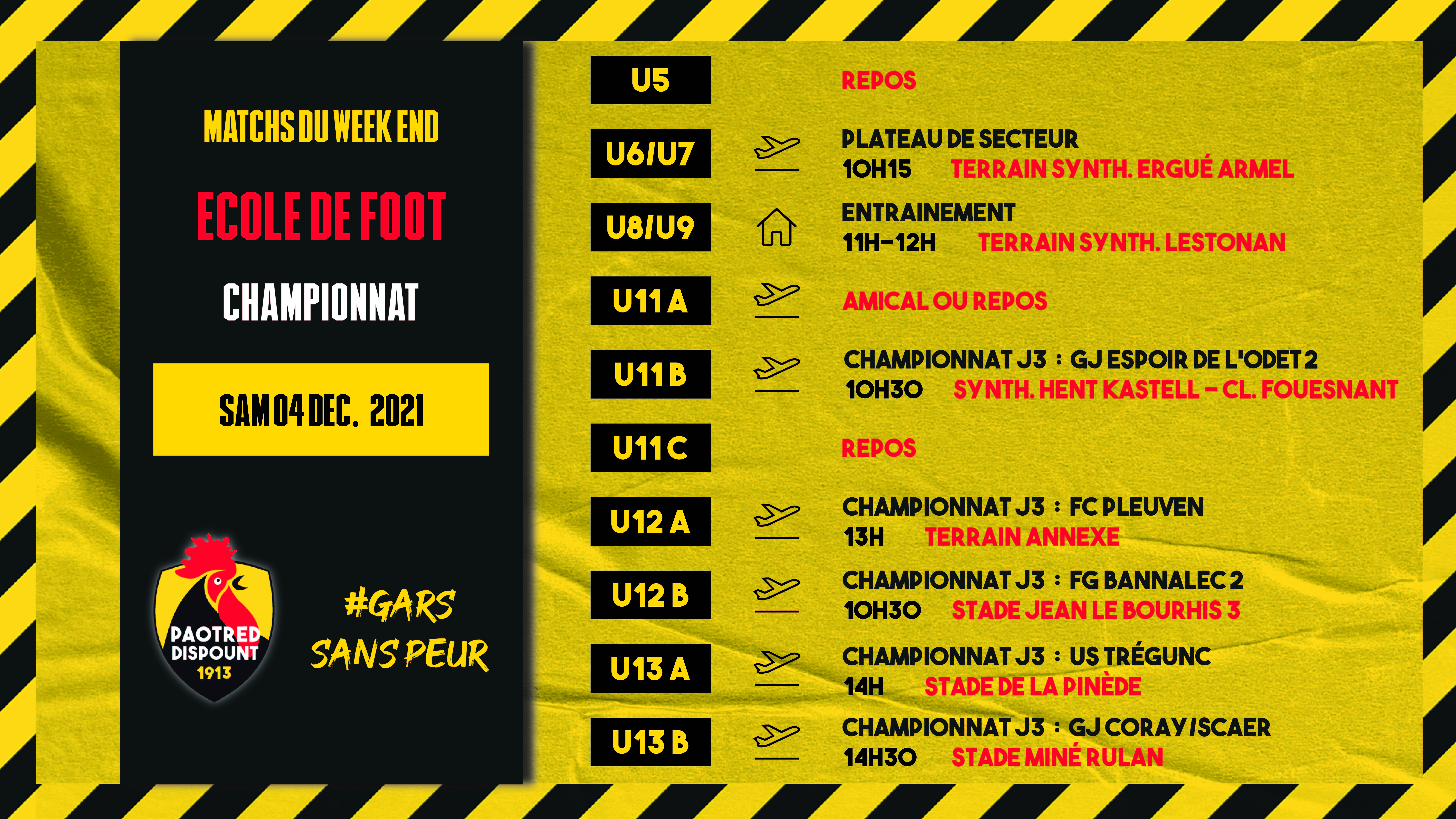 Programme des jeunes pour ce week-end !
