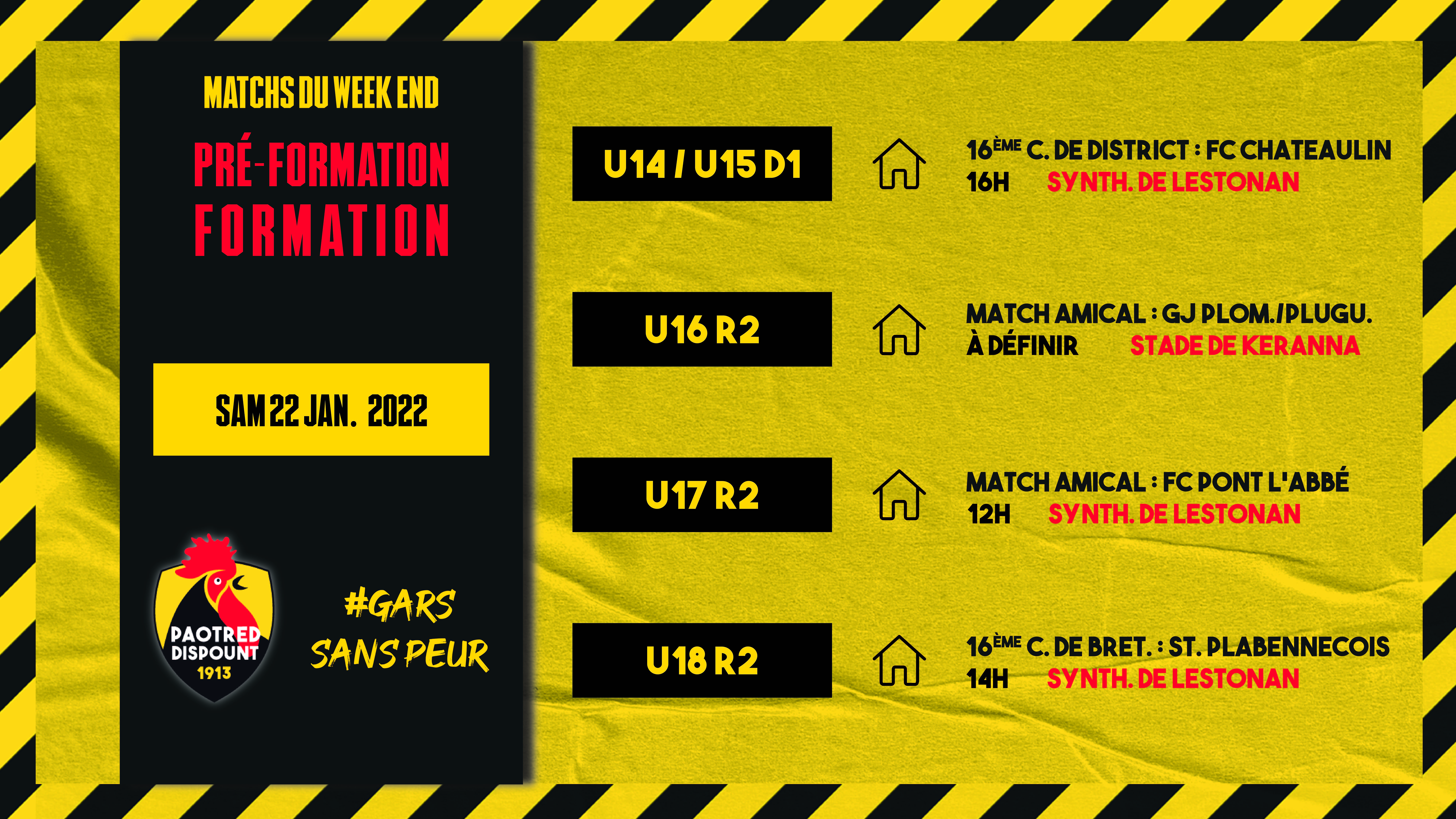 Matchs de nos jeunes pour ce week-end !