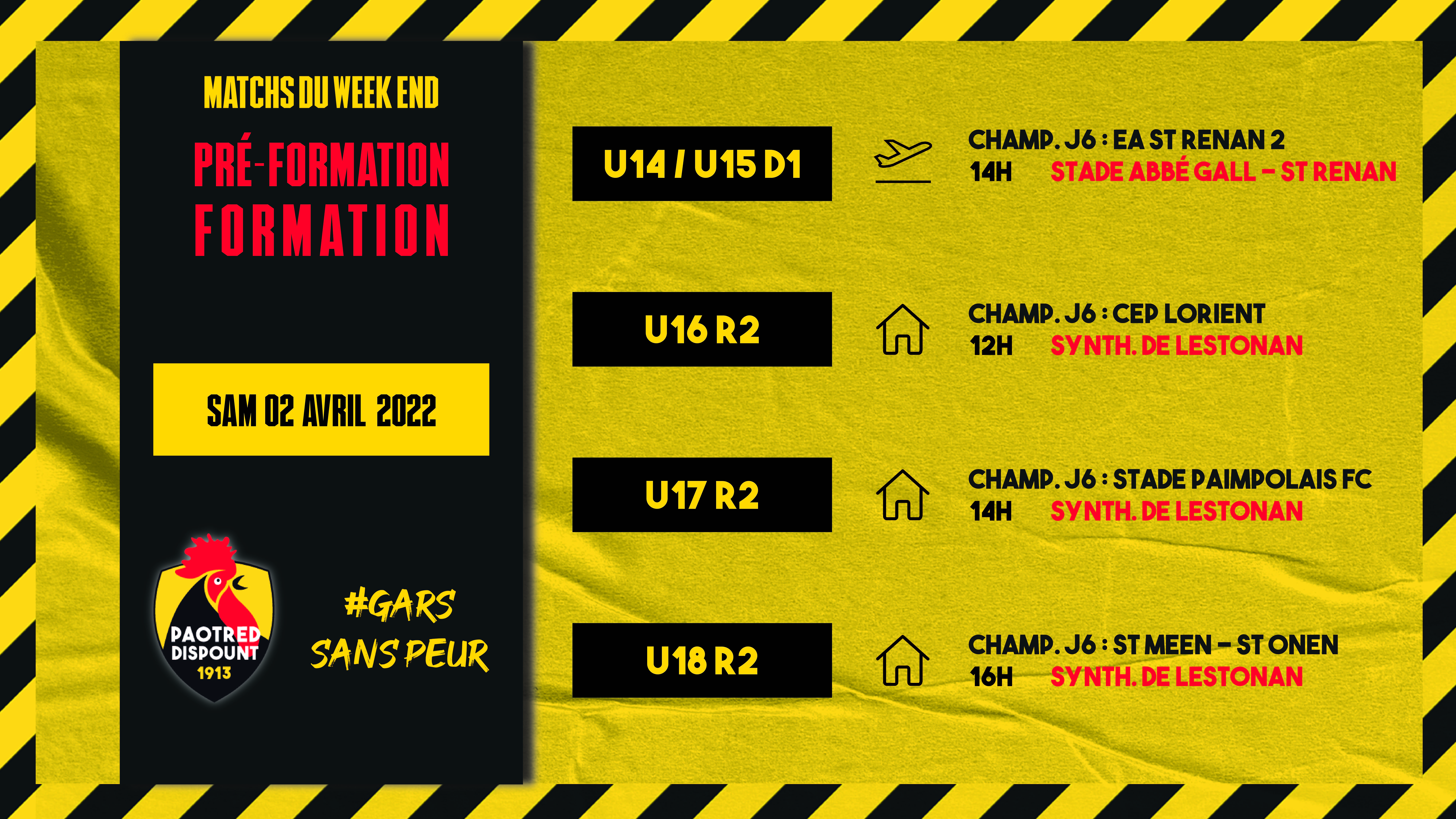 Programme de nos jeunes pour ce week end !
