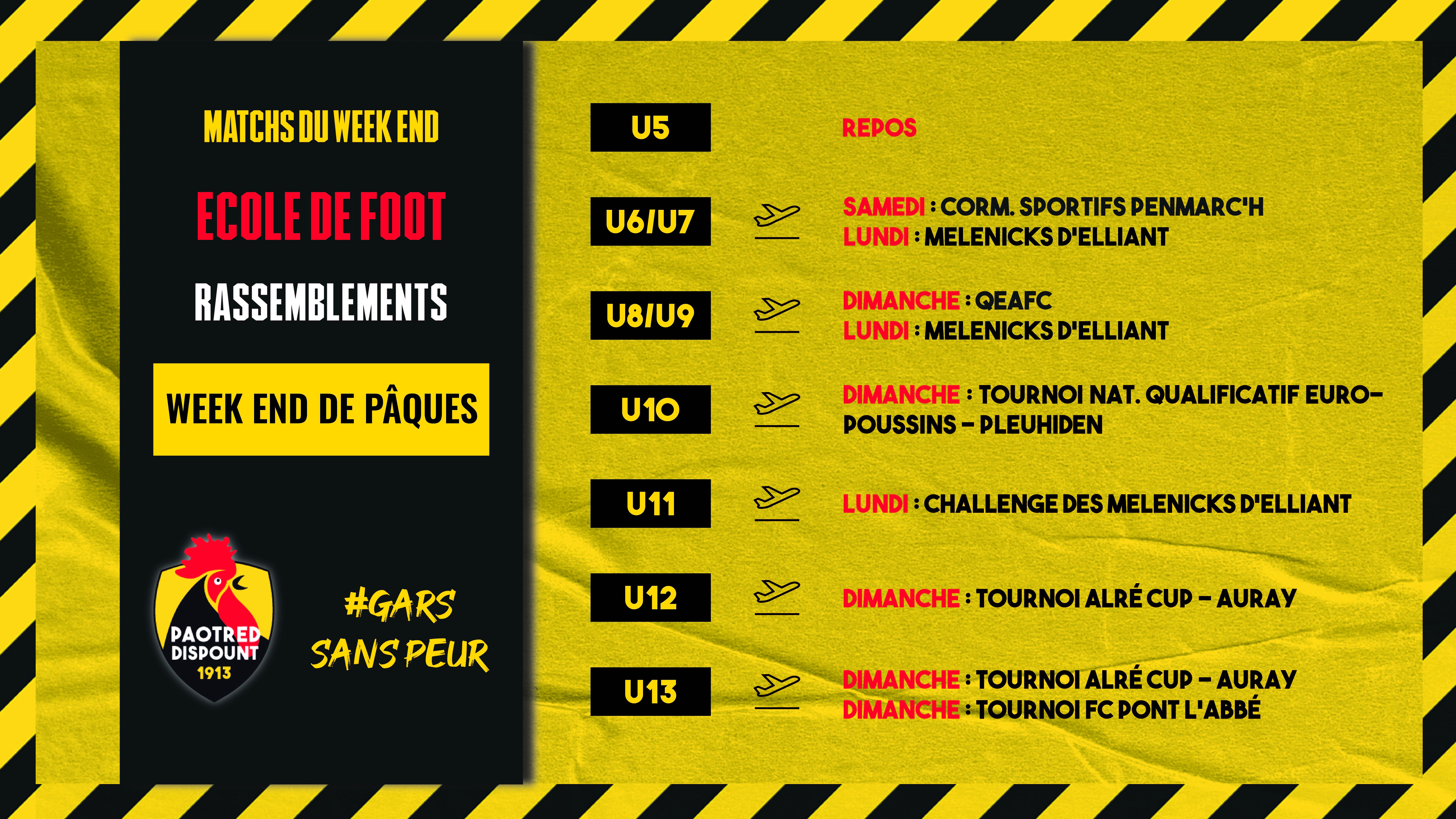 Programme de nos jeunes pour ce week-end !