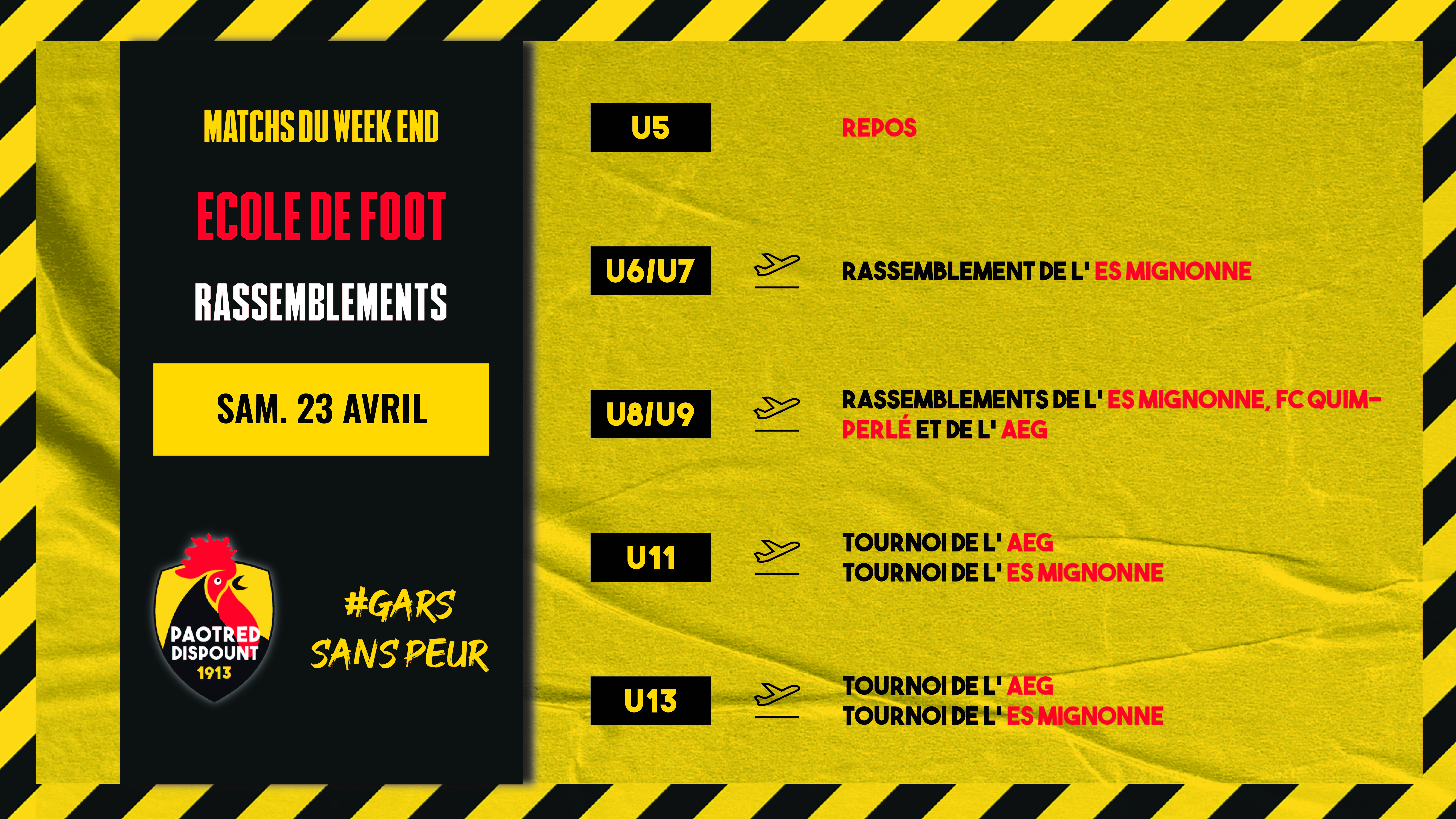 Programme de nos jeunes pour ce week end !