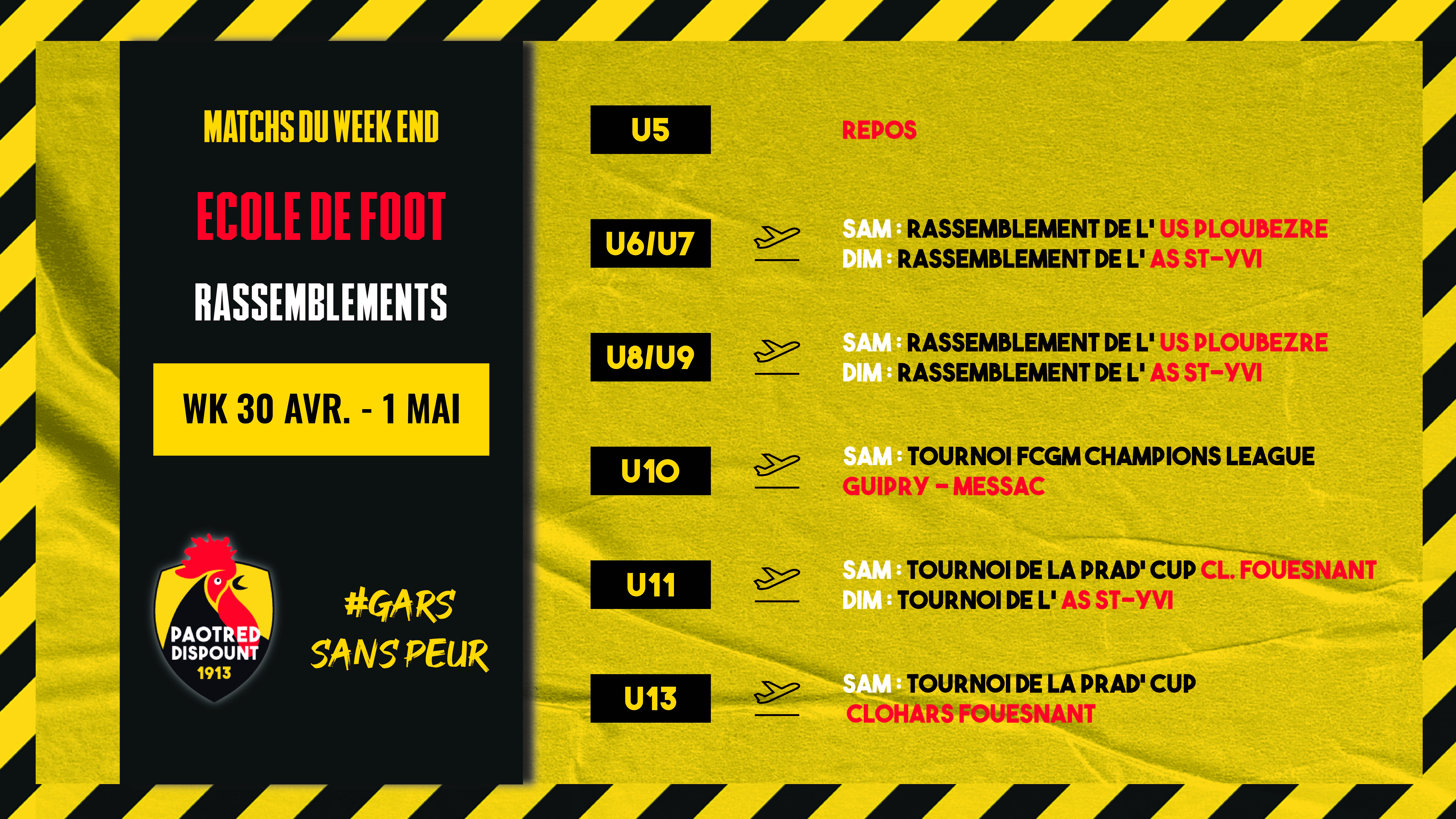 Programme de nos jeunes pour ce week-end !