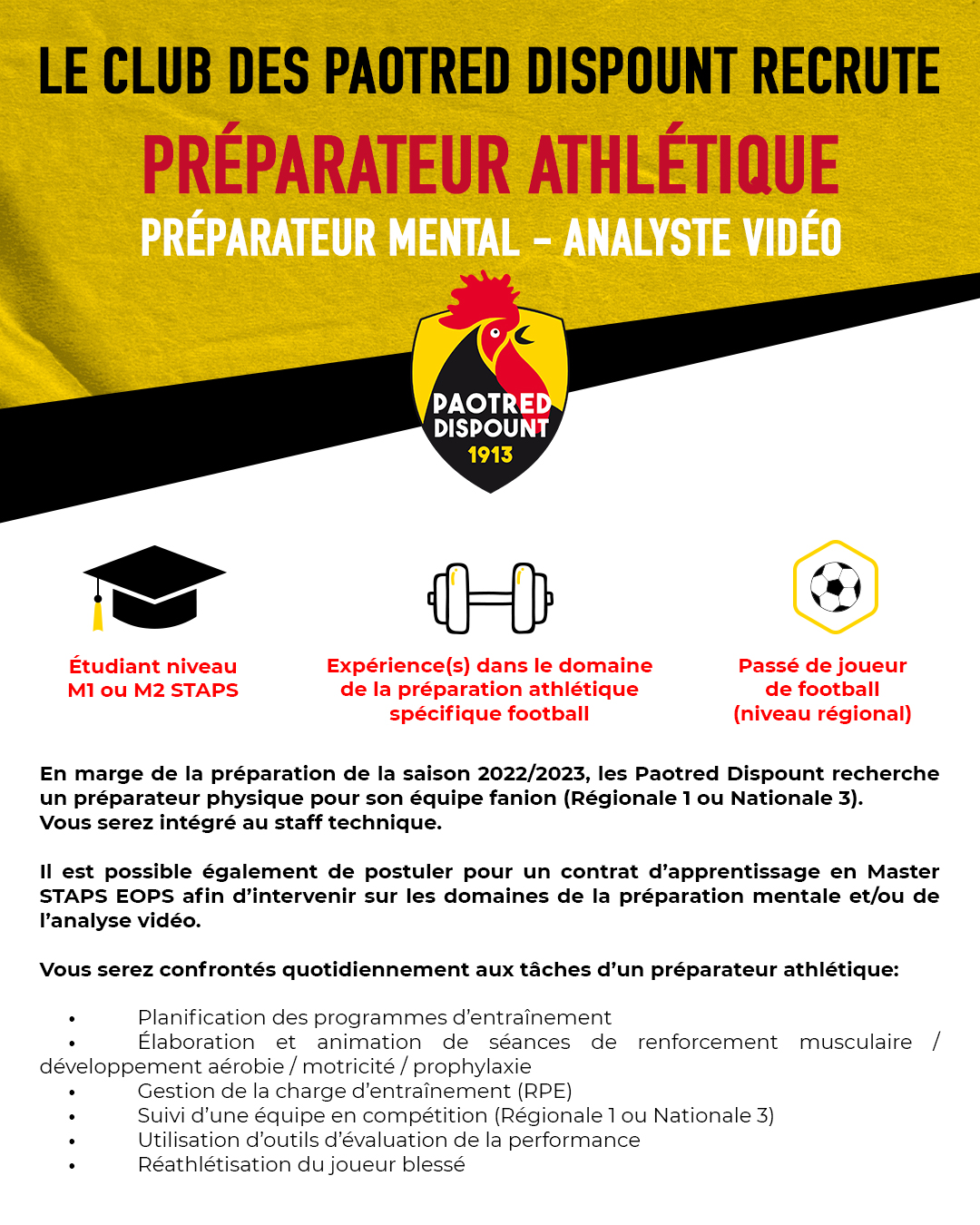 Le club des Paotred recrute pour l&rsquo;année prochaine !